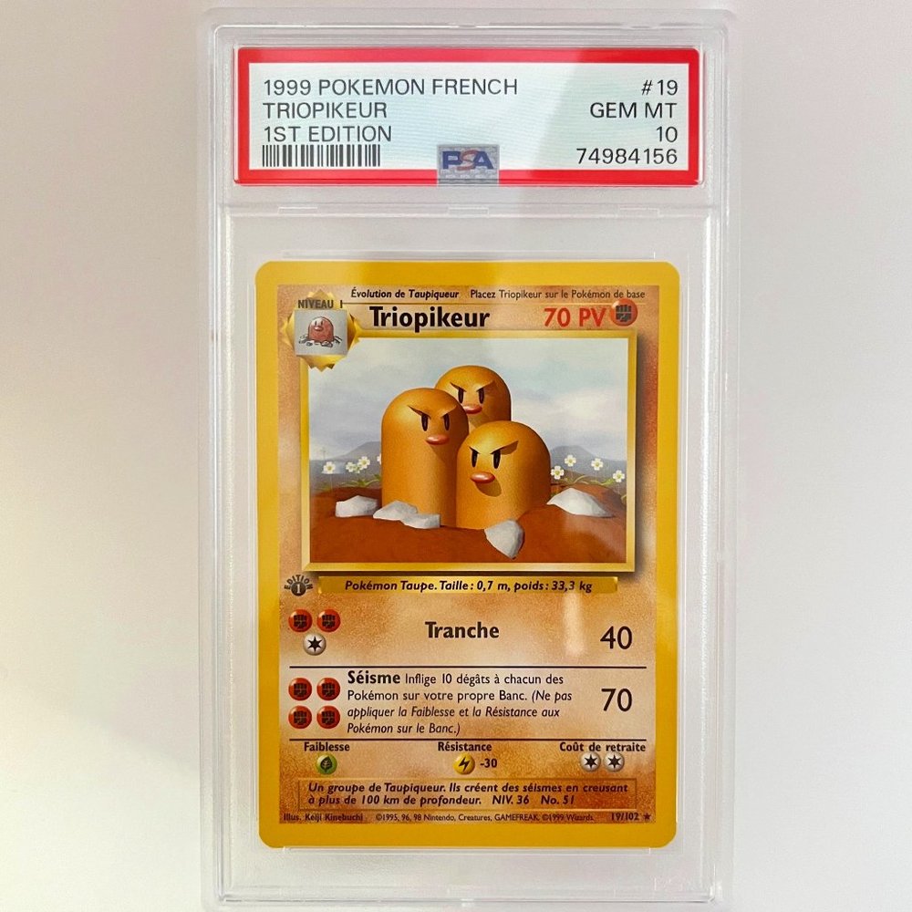 PSA 10 Triopikeur Dugtrio 19 Rare French Base 1st Edition 1999 Pokemon 74984156